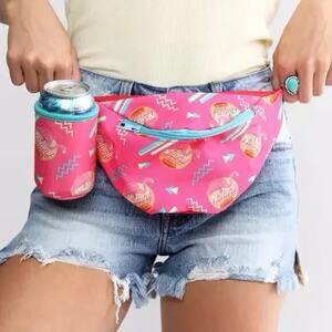 NEW Tipsy Elves Fanny Pack With Coozie Natural Light Flamingo Pink